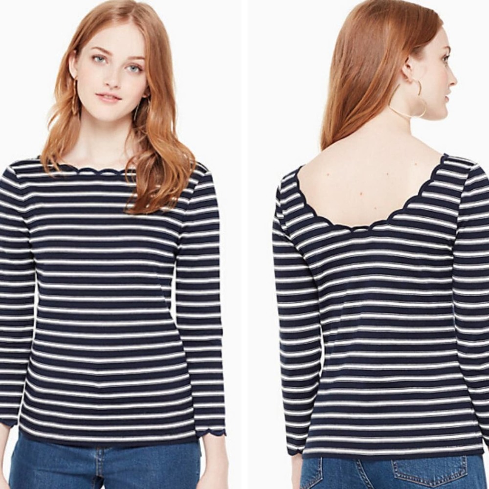 Kate Spade Broome Street scallop hem striped top